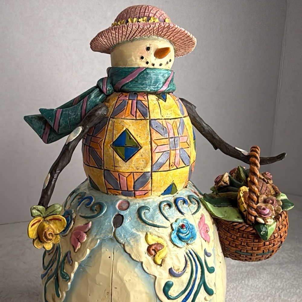 Jim Shore Multicolor Snowman with Basket